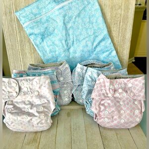 Simple Being One Size Adjustable Reusable Diaper Set, GIRL pattern, EUC like new